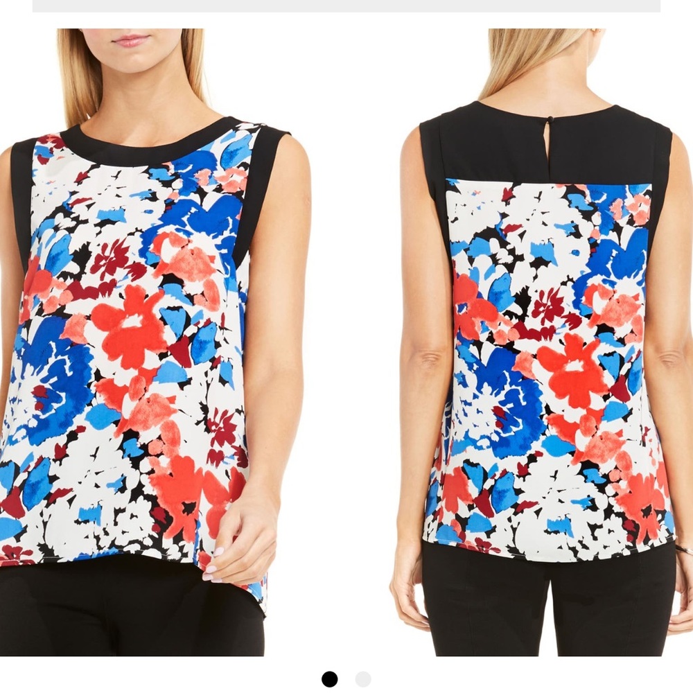 Nautical Blooms Contrast Trim Top